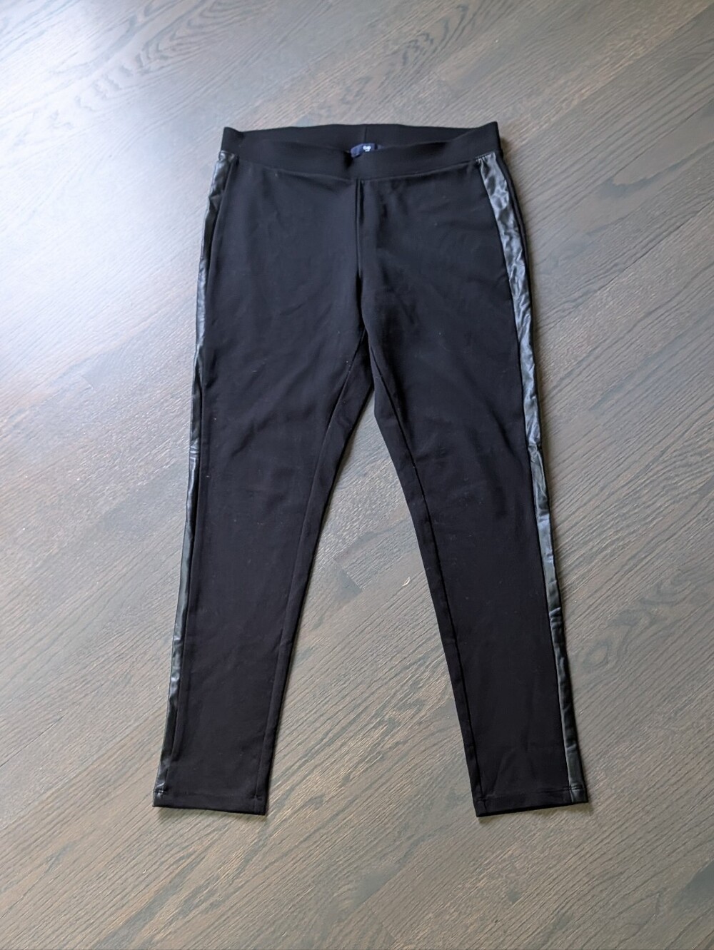 Gap Faux Leather Side Stripe Leggings Black Women's Size M
